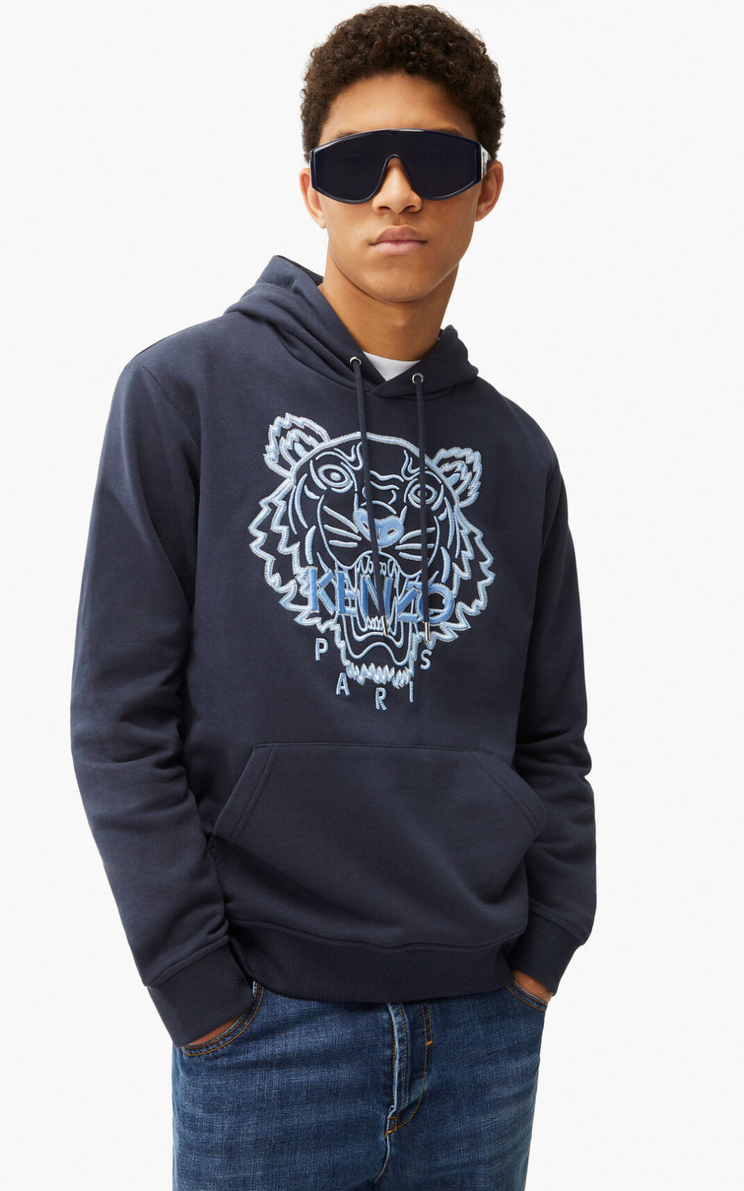 Sweat A Capuche Kenzo Homme Tiger Bleu Noir HCXAK-9657